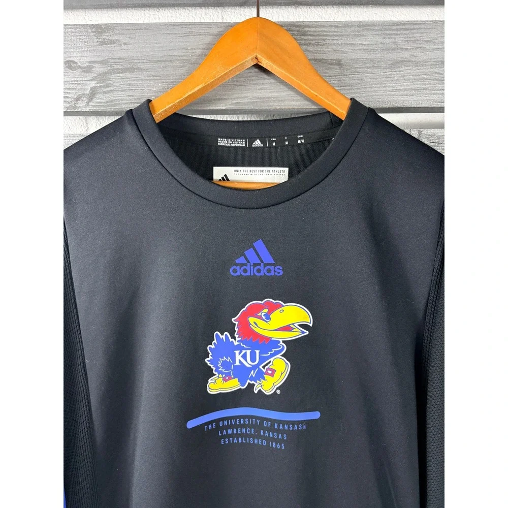 Adidas Kansas Jayhawks Mens M Black Blue AEROREADY Training Sweatshirt